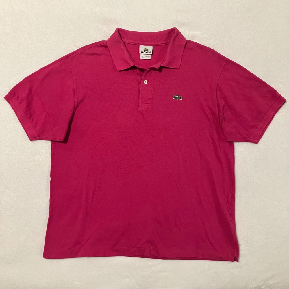 Lacoste Short Sleeve Pique Polo Shirt Men's Size XL 6 Pink Cotton Crocodile Logo